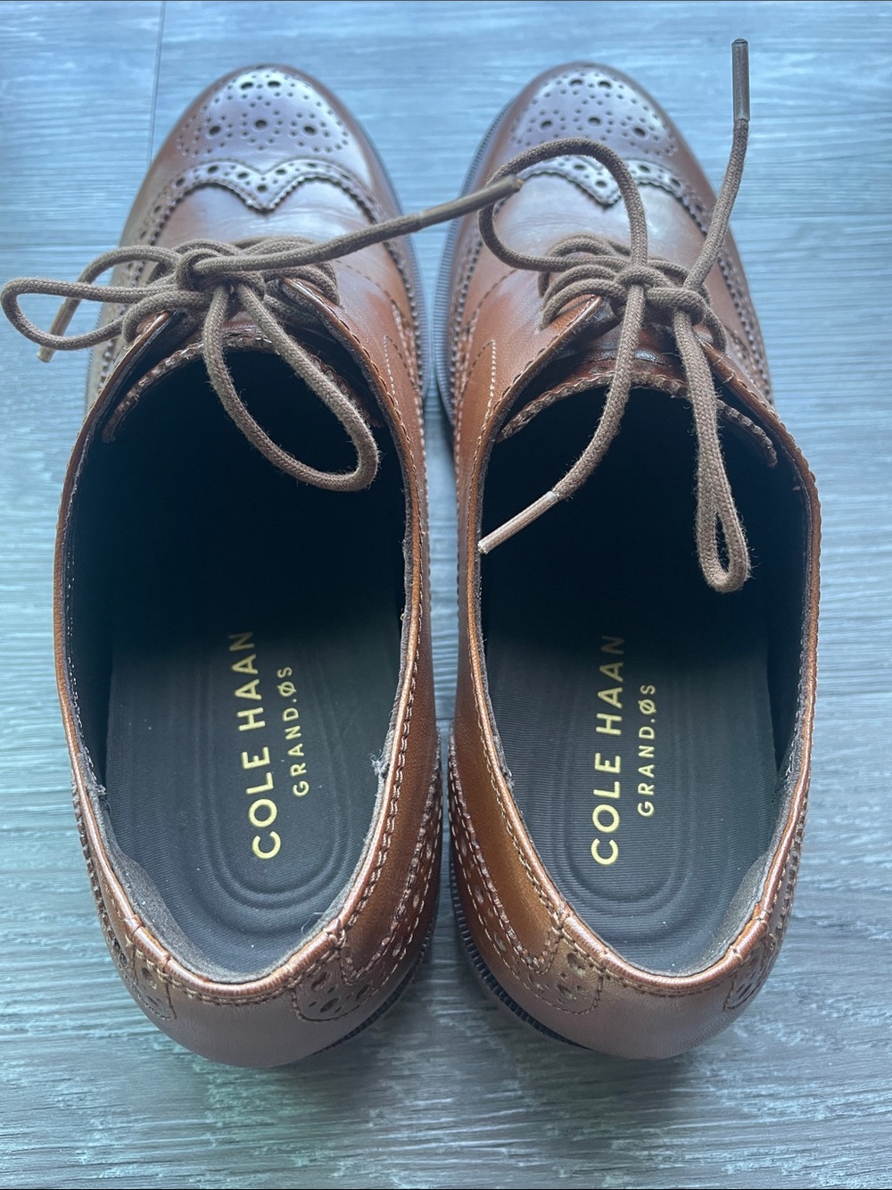 Cole Haan Men’s Tan/Brown Wingtip Derby Oxfords - Picture 3 of 6
